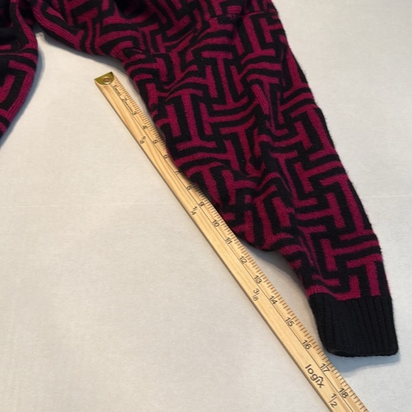 Christian Dior Separates Vintage Lambswool Cardigan Pink & Black Print Size S - Picture 5 of 11